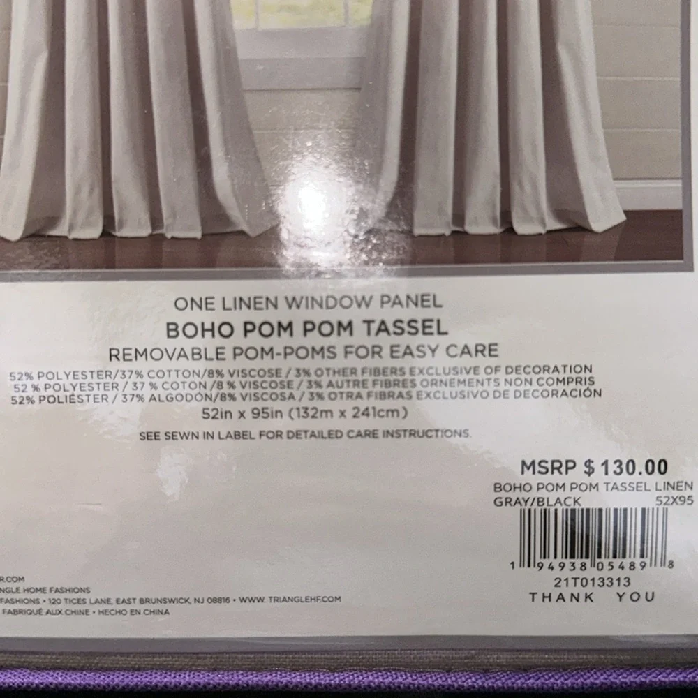 Boho Pom Pom Tassel Linen Panel 52x95